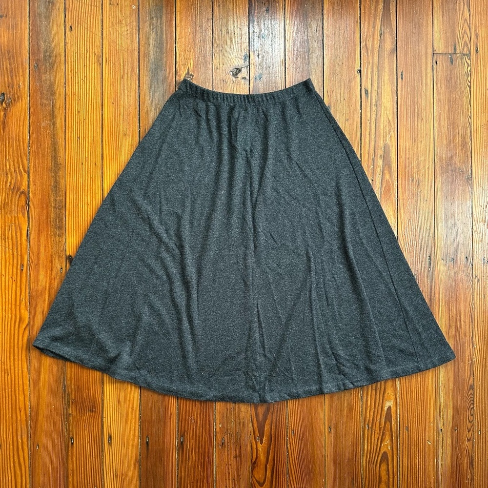 Vintage 90s Silver Threads gray pull on midi skirt Medium